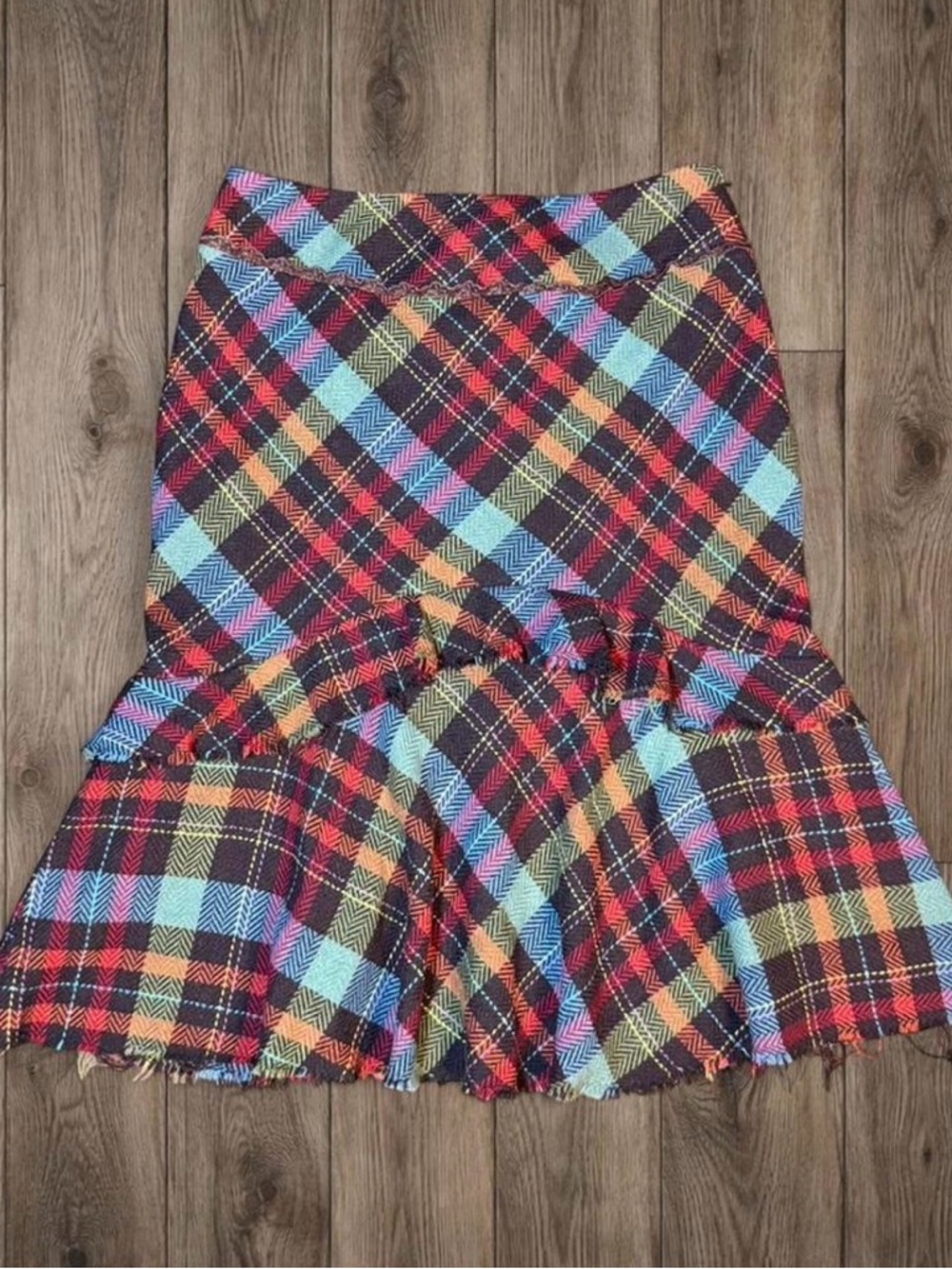 Elevenses Plaid Ruffle Midi Skirt – 6